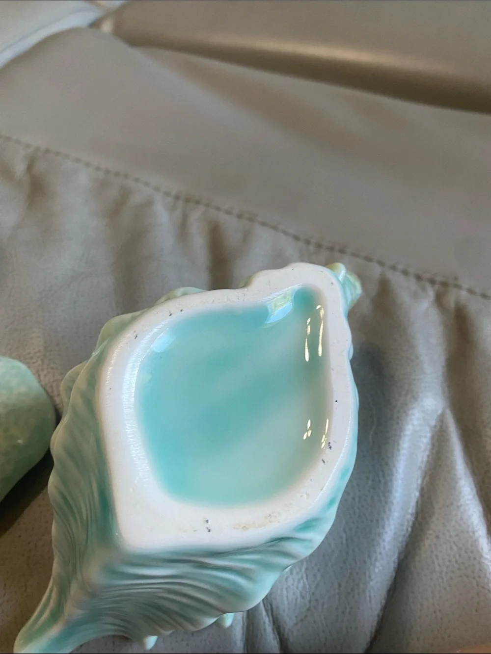 Seafoam Green Ceramic Shell Creamer and Sugar Set